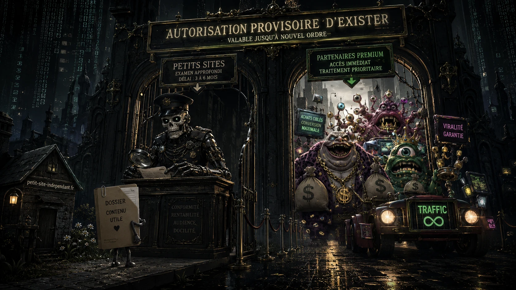Autorisation d’existence distribuée comme un privilège dans un univers numérique sombre, avec une pointe d’humour noir